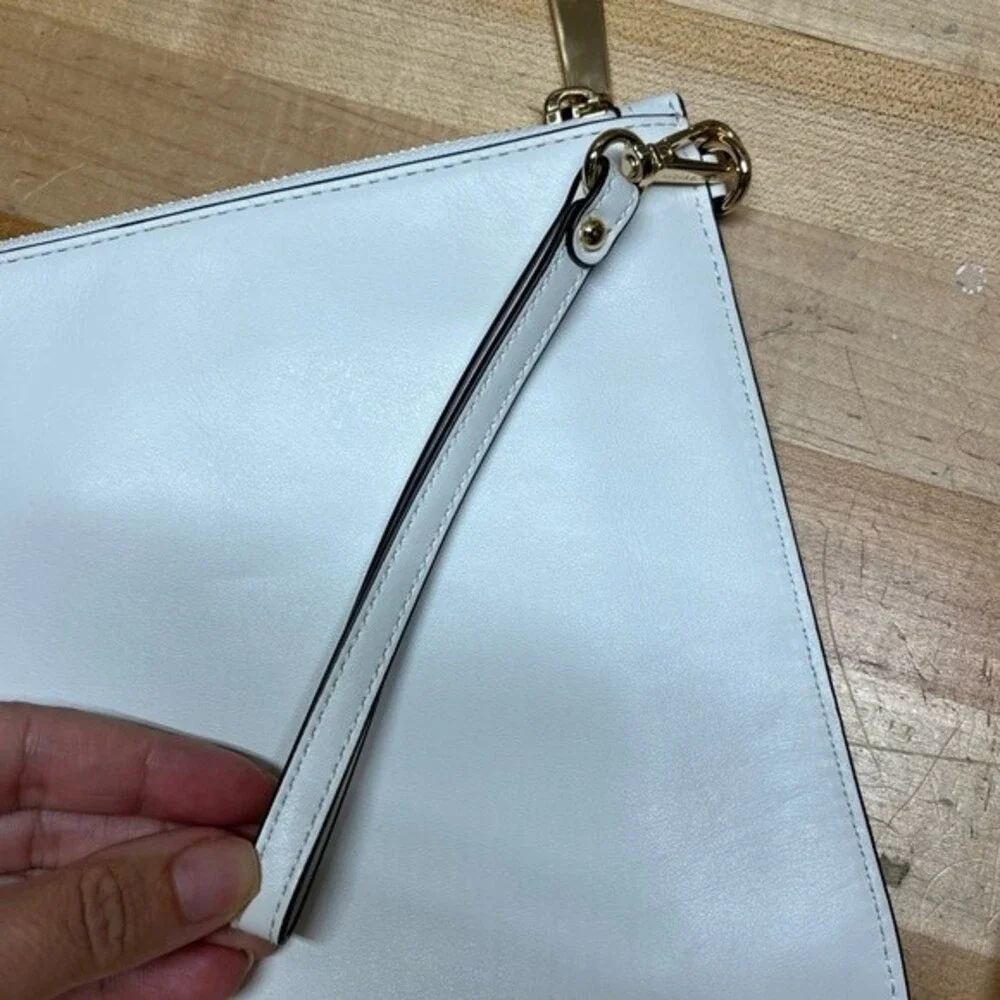 Michael Kors Wristlet in Gold and White Leather NWOT
